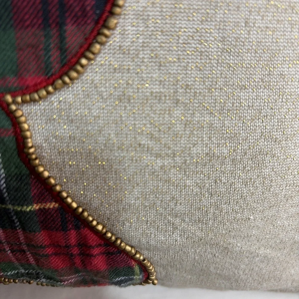 Pier One Imports Festive Christmas Yule Holiday Plaid Reindeer Pillow